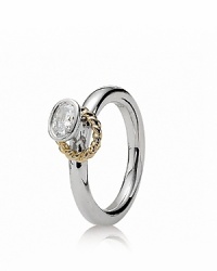 A 14K gold 'halo' adds contrast and movement to PANDORA's clear zirconia solitaire ring.