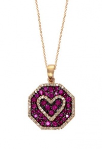 Effy Jewlery 14K Rose Gold Ruby and Diamond Heart Pendant, 1.06 TCW