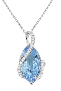 Effy Jewlery 14K White Gold Blue Topaz & Diamond Pendant, 7.27 TCW