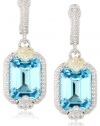 Judith Ripka Estate Blue Emerald Cut Earrings