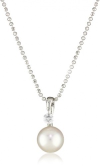 TARA Pearls Tahitian 9X10mm 14 Karat White Gold Pearl with One Diamond Pendant Necklace