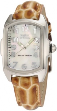 Invicta Women's 1895 Lupah White Mother-Of-Pearl Dial Brown Patent Leather With Alligator Pattern Watch