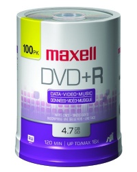 Maxell 639016 4.7 GB DVD+R Discs  - 100 Pack