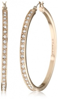 T Tahari Rose Gold with Crystal Hoop Earrings