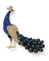 Flaunt your feathers with this Carolee pin, crafted of gold tone plate with glamorous colored stones.