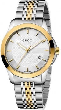 Gucci Men's YA126409 Gucci timeless Steel and Yellow PVD Silver Dial Watch