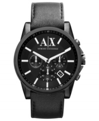 Become the man in black with this handsome leather watch from AX Armani Exchange.