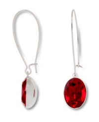 Code red. You'll look radiant in Swarovski's vibrant Siam crystal drop earrings. Set in silver tone mixed metal, they'll add a bold burst of color to your daytime or evening look. Approximate drop: 1-3/4 inches.