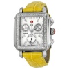 Michele Deco Diamond Chronograph Mother of Pearl Dial Yellow Leather Ladies Watch MWW06P000151