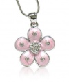 Light Pink Crystal Flower Pendant Necklace Fashion Jewelry