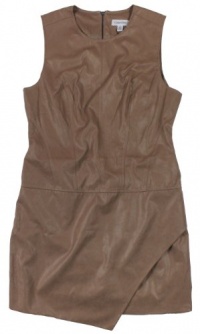 Calvin Klein Women's Sleeveless Faux Suede Seamed Chemise Dress (Medium Brown) (10)