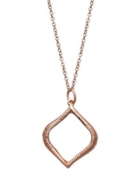 Studio Silver 18k Rose Gold over Sterling Silver Necklace, Etched Teardrop Pendant