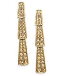 Line up your new look! Stations glow with rows of Colorado topaz glass accents on these linear earrings from Alfani. Crafted in gold tone mixed metal. Approximate drop: 2-3/4 inches.