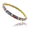 Lily Nily 18k Gold Overlay Lavender Enamel Multi Colored Heart Design Children's Bangle