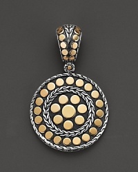 From the Dot collection, small round pendant enhancer with silver chain detail and 18 Kt. gold dots. Designed by John Hardy.