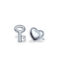 Alex Woo's heart and key shaped studs are totally made for each other. Wear this ultra-cute couple to make a charming-chic statement.