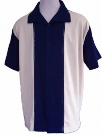 Mens Retro Classic Bowling Shirt Panel L XL XXL 3XL