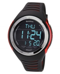 Red accents bring a modern, sporty look to this digital watch from Armitron.