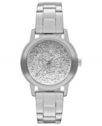 DKNY presents a serene timepiece with a shimmering dial.