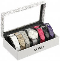 XOXO Women's XO9053 Seven Color Snake and Mesh Interchangeable Strap Set Watch