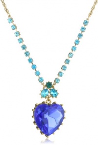 Betsey Johnson Iconic Blue Lagoon Crystal Heart Pendant Necklace