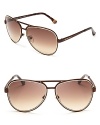 MICHAEL Michael Kors takes these aviators to two glamorous extremes-matte or shiny-and adds a signature touch with logo screw details.