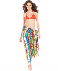 This colorful printed sarong is worn by many Brasilian locals both on and off the beach. As part of Brasilian tradition to wish good luck, the sarong is inscribed with the phrase Lembranca Do Senhor Do Bonfim Da Bahia which means In Remembrance of Our Patron Saint, Good Luck in Life. A portion of the proceeds from the Bonfim Sarong is dedicated to saving the Brasilian rainforest through the Nature Conservancy's plantabillion.org organization. Discover Brasil. The bold colors. The exotic scents. The sensual textures. The natural sensations. Only at Macy's.