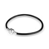 Bling Jewelry Black Leather 925 Sterling Silver Barrel Clasp Bracelet Pandora Pugster Charm Compatible