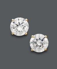 Enough sparkle to create a statement, enough subtlety to be worn every day. Arabella's beautiful round-cut stud earrings feature Swarovski zirconias (1-3/4 ct. t.w.) set in 14k gold. Approximate diameter: 5 mm.