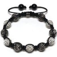 Iced Out 10mm Black and White Beaded Adjustable Bracelet + Gift Box