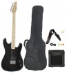 Full Size Black Electric Guitar with Amp, Case and Accessories Pack Beginner Starter Package