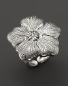 A delicate gardenia, captured at the height of its beauty in sterling silver, blooms on this ring from Buccellati.