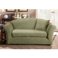 Sure Fit Stretch Stripe 2-Piece Sofa Slipcover, Sage