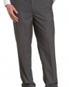 Louis Raphael ROSSO Men's Poly Viscose Super 150S Luxe Twill Hidden Extension Flat Front Dress Pant,Grey,38x30