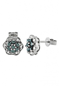 Effy Jewlery 14K White Gold Blue and White Diamond Earrings, .79 TCW