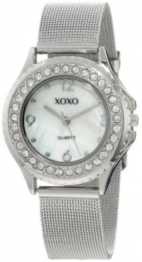 XOXO Women's XO5550 Silver-Tone Mesh Bracelet Rhinestones Accent Watch