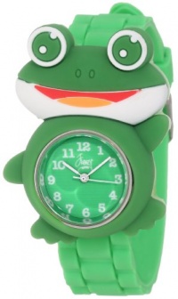 Frenzy Kids' FR2002 Frog Critter Face With Green Rubber Band Watch