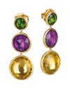 Green tourmaline, citrine and amethyst drop earrings in 18K yellow gold. From Marco Bicego.