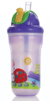 Nuby 2 Pack Insulated No Spill Straw Cup, 9 Ounce, Colors May Vary