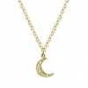 Meira T 14K Yellow Gold Baby Crescent Moon Charm Accented With Pave Diamond Necklace