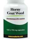 Horny Goat Weed, Standardized 20% Icariins, 750mg 100 Capsules