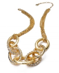 Get well-connected. This frontal statement necklace from Alfani is crafted from 12k gold-plated mixed metal and features links adorned with glass crystal stones for a glistening touch. Approximate length: 18 inches + 3-inch extender.