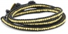 Chan Luu Yellow Gold Vermeil Bead Black Leather Wrap Bracelet