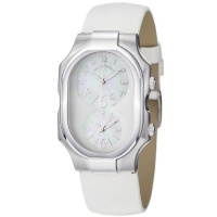 Philip Stein Signature Mid-size White Leather Strap Dual Time Watch 2-F-FSMOP-CPW