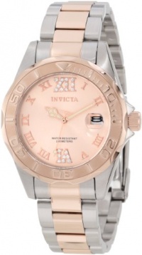 Invicta Women's 12853 Pro Diver Rose Gold Dial Two Tone Watch with Crystal Accents