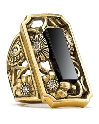 A Deco showpiece from T Tahari, this bold statement ring brings instant glamor to your look, cast in plated metal with custom stone detailing.