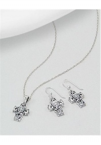 Cross Jewelry set Earrings In 92.5 Sterling Silver