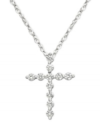 Give her the ultimate gift of faith, with some serious sparkle. This beautiful cross pendant features certified near colorless round-cut diamond (1/4 ct. t.w) in a shining 14k white gold setting. Approximate length: 18 inches. Approximate drop: 5/8 inch.