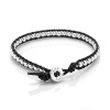 Chan Luu FAITH Sterling Silver Beads Single wrap on Black Leather Cord with Silver Button 7.5''