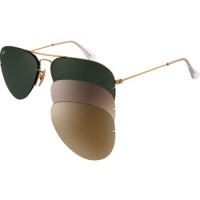 Ray-Ban RB3460 Aviator Flip Out Icons Polarized Sports Sunglasses/Eyewear - Arista/Gray-Green, Brown Gradient Pink, Brown / Size 59mm